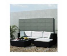 Salon de jardin en résine tressée noir Modulo