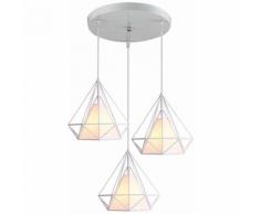 Lustre Suspension Cage en forme Diamant Industrielle,Lampe Plafonnier Corde Ajustable Luminaire