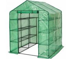 Serre de Jardin, Serre de Jardinage, Abri de Jardin avec Bâche Armée Souple, 16 Étagères 143 cm x