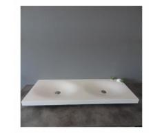 Lavabo Suspendu Double Vasque - Solid surface Blanc Mat - 120x45 cm - Epure