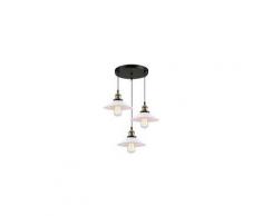 Suspension industrielle vintage luminaire en métal fer , rétro lustre lampe plafonnier corde