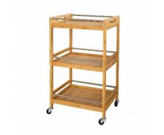 Desserte de cuisine de service à roulettes en Bambou,Chariot de cuisine L45cmxP38cmxH77cm SoBuy®