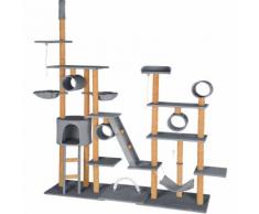 Arbre à Chat 261 cm SILVIA, Grattoir, Griffoir, Tronc + 1 Hamac 218 cm x 70 cm x 261 cm Gris