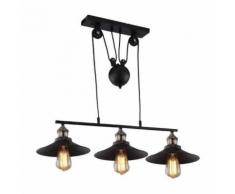 Lustre suspension industrielle Plafonnier 3 Lampe - Triple Piattino Poulie