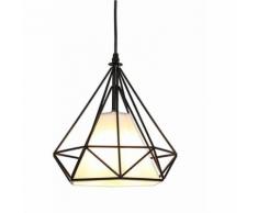 Lustre Suspension industrielle 25cm Lampe de Plafond Abat-Jour Noir