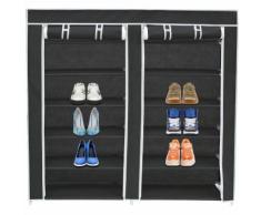 Armoire, Penderie, 2 portes, placard à chaussures, 114 x 110 x 28 cm, Noir, Matériau: Tubes en