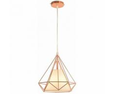 Métal Retro Lustre Suspension industrielle forme Diamant 25cm, Lampe de Plafond Abat-Jour