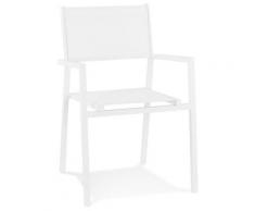 Chaise de jardin empilable 'KOS' en aluminium et matière synthétique blanche