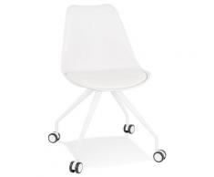 Chaise de bureau sur roulettes 'SKIN' blanche avec structure en métal blanc