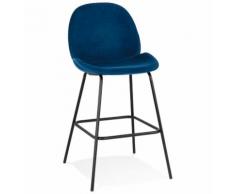 Tabouretde bar design 'LAMY' en velours bleu