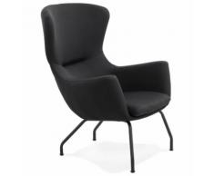 Fauteuil à oreilles 'MAVRIK' en tissu noir