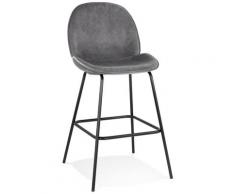 Tabouretde bar design 'LAMY' en velours gris foncé