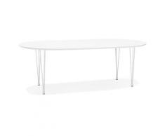Table à dîner / de réunion ronde extensible 'CHAMONIX' blanche - 120(220)x120 cm