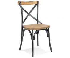 Chaise de cuisine 'RANCH' en bois finition Noyer effet vieilli noir