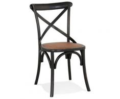 Chaise de cuisine rétro 'CHABLY' en bois noir - commande par 2 pièces / prix pour 1 pièce