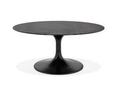 Table basse de salon 'GOST MINI' en verre effet marbre noire et ronde