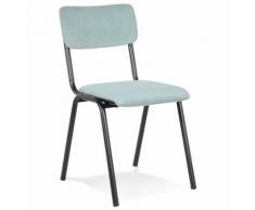 Chaise de cuisine 'VANINA' en tissu côtelé bleu