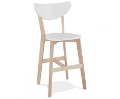 Tabouret snack mi-hauteur 'LEONARDO MINI' en bois blanc et finition naturelle - Commande par 2 pièces / Prix pour 1 pièce