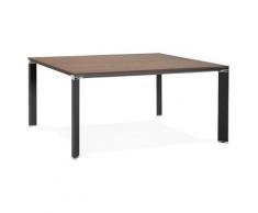 Table de réunion / bureau bench 'XLINE SQUARE' en bois finition Noyer et métal noir - 160x160 cm