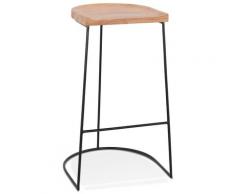 Tabouret de bar design 'BALDA' en bois finition naturelle style industriel