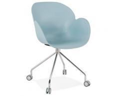 Chaise de bureau design 'JEFF' bleue sur roulettes