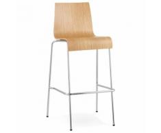 Tabouret haut 'KWATRO' empilable en bois finition naturelle sur 4 pieds