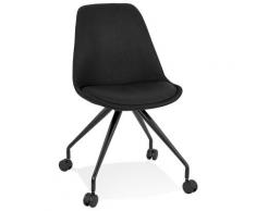 Chaise de bureau sur roulettes 'SNAP' en tissu noir avec structure en métal noir