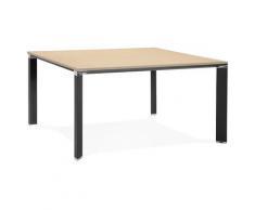 Table de réunion / bureau bench 'XLINE SQUARE' en bois finition naturelle et métal noir - 140x140 cm