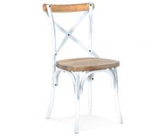 Chaise de cuisine 'RANCH' en bois finition Noyer effet vieilli