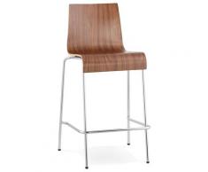 Tabouret snack mi-hauteur 'KWATRO MINI' empilable en bois finition Noyer