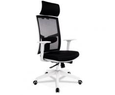 Fauteuil de bureau design 'MATILDA' en tissu noir et structure blanche