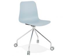 Chaise design de bureau 'SLIK' bleue sur roulettes