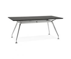 Grand bureau / table de réunion 'STATION' en bois peint noir - 180x90 cm