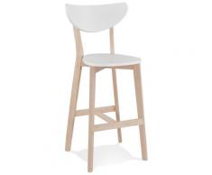 Tabouret de bar 'LEONARDO' blanc avec structure en bois finition naturelle - Commande par 2 pièces / Prix pour 1 pièce