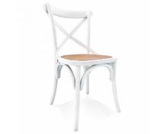 Chaise de cuisine rétro 'CHABLY' en bois blanc - commande par 2 pièces / prix pour 1 pièce