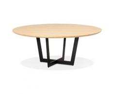 Table de salle à manger ronde 'LULU' en bois finition naturelle et métal noir - Ø140 cm