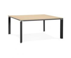 Table de réunion / bureau bench 'XLINE SQUARE' en bois finition naturelle et métal noir - 160x160 cm