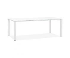 Table de réunion / à manger design 'XLINE' en verre blanc - 200x100 cm