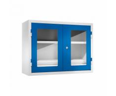 Armoire murale d'atelier h x l x p 600 x 800 x 320 mm, portes vitrées, avec 2 tablettes ,QUIPO