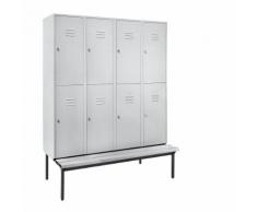 Vestiaire mi-haut avec banc 400 mm, 8 compartiments | Wolf