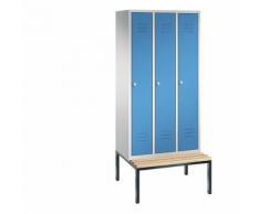 Vestiaire CLASSIC avec banc monté en dessous 3 compartiments, largeur compartiments 300 mm | CP