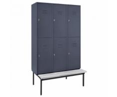 Vestiaire mi-haut avec banc 400 mm, 6 compartiments | Wolf