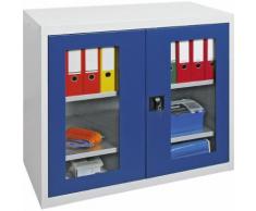 Armoire à portes battantes avec portes vitrées, 2 tablettes
