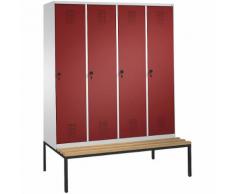 Penderie EVOLO avec banc 4 compartiments, largeur compartiments 400 mm ,CP