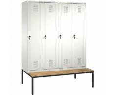Penderie EVOLO avec banc 4 compartiments, largeur compartiments 400 mm ,CP