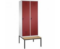 Penderie EVOLO avec banc 2 compartiments, largeur compartiments 400 mm ,CP