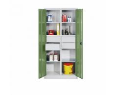 Armoire d'atelier en tôle d'acier 6 tablettes, 4 tiroirs ,CP