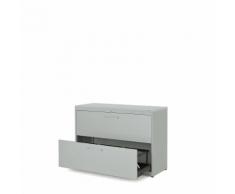 Classeur pour dossiers suspendus plateau en plastique, 2 tiroirs, 3 rangées, fermeture amortie ,mauser