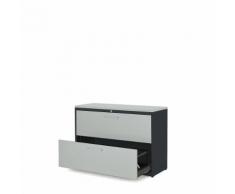 Classeur pour dossiers suspendus plateau en plastique, 2 tiroirs, 3 rangées, fermeture amortie ,mauser