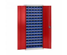 Armoire d'atelier avec bacs de stockage hauteur 1575 mm, 14 tablettes ,EUROKRAFT